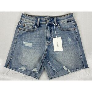 Cello Women Small Denim Shorts Blue Cut Off Frayed Mid Rise Frayed NWT